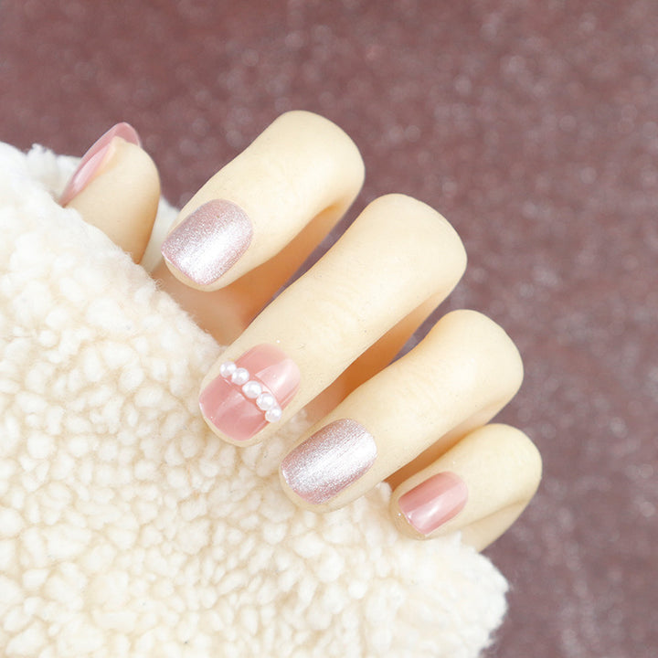 Luxury Press-On Nail Set with Pearl and Glitter Accents Kalsten