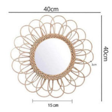 More Elegant Round Wall Mirror Made of Natural Rattan Kalsten