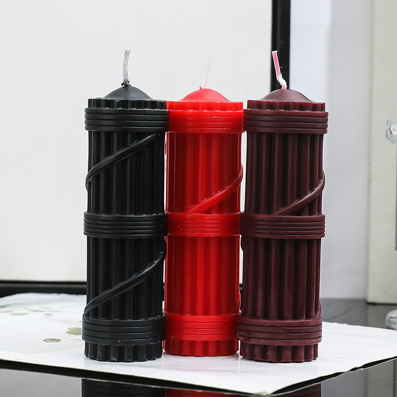 Fluted Column Decorative Pillar Candle with Textured Ribbed Sides