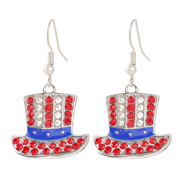 Ladies enamel earrings horseshoe with star stripe motif Kalsten