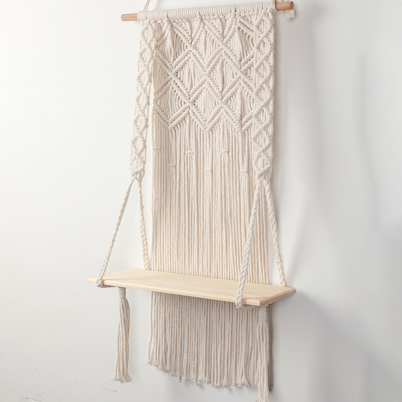 Macramé Wall Shelf with Integrated Plant Holder Kalsten