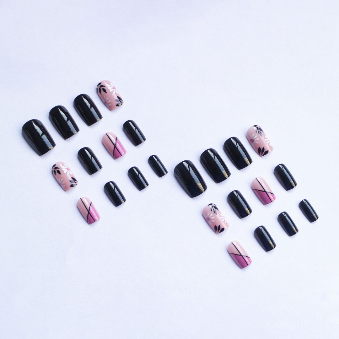 Artistic Floral and Geometric Nail Art Set