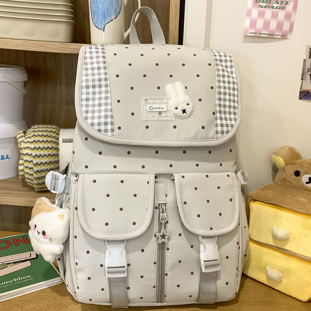 Cute Illustrated Polka Dot Backpack Kalsten