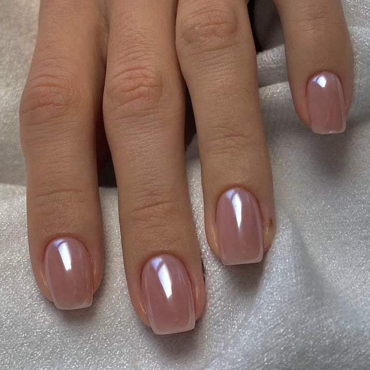 Artificial nail set with elegant high-gloss ombre design and sparkling accents Kalsten