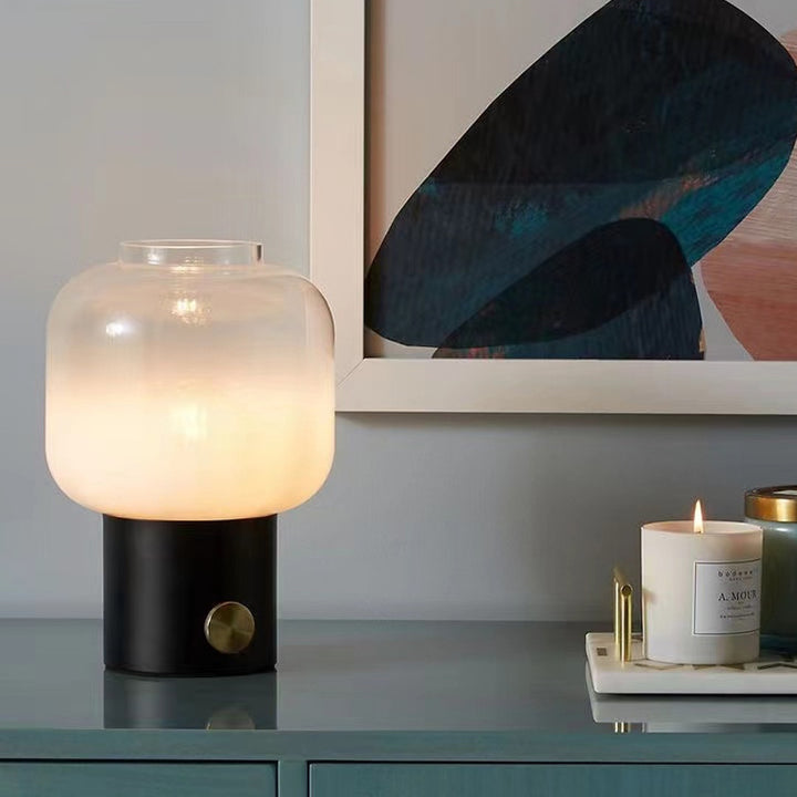 Modern Glass Table Lamp with Brass Base