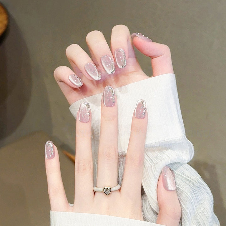Elegant artificial nail tips with glitter effects Kalsten