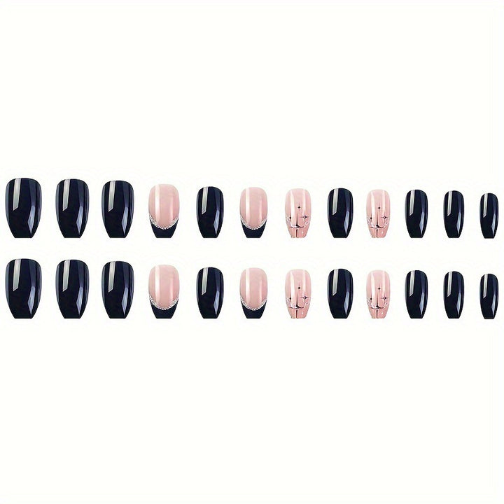 Elegant Rhinestone-Embellished Press-On Nail Design