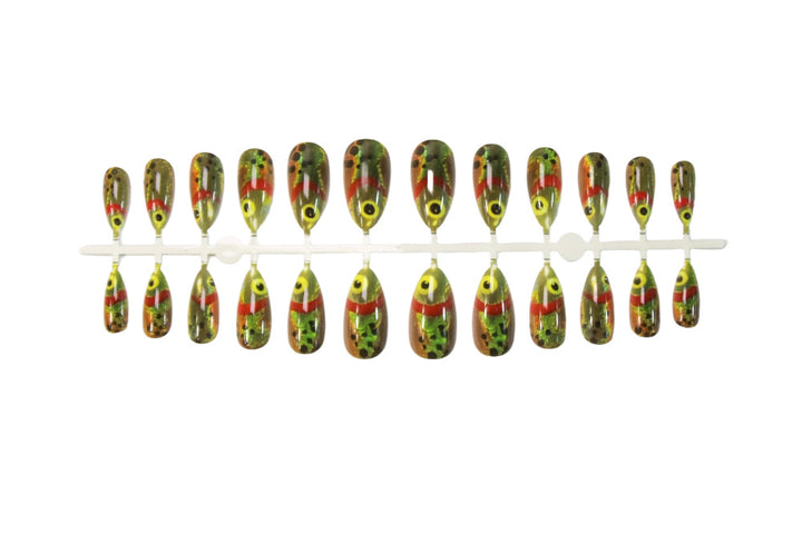 Nail art set with creative 3D eye and glitter accents Kalsten