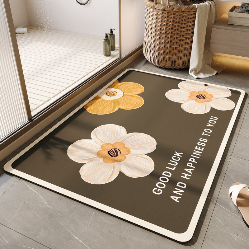 Floral-Themed Soft Bathroom Mat Kalsten