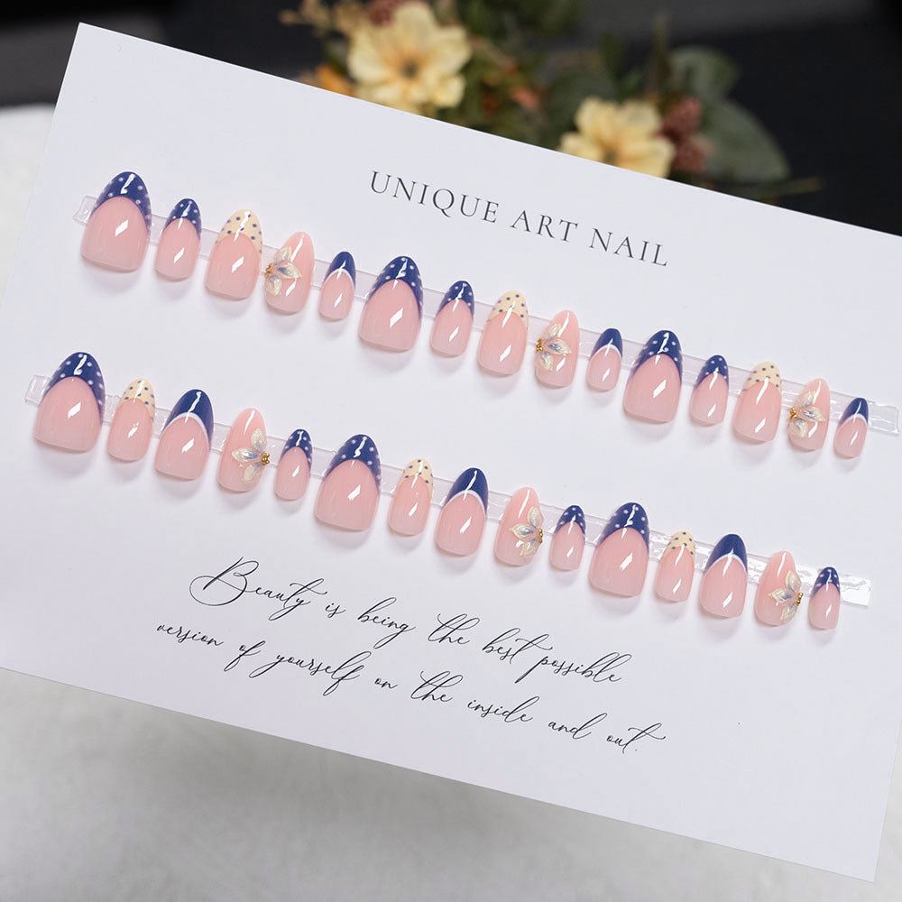 Artistic Floral and Polka Dot Press-On Nails