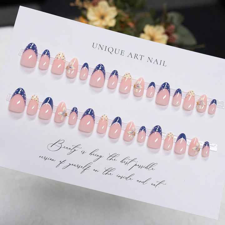 Artistic Floral and Polka Dot Press-On Nails