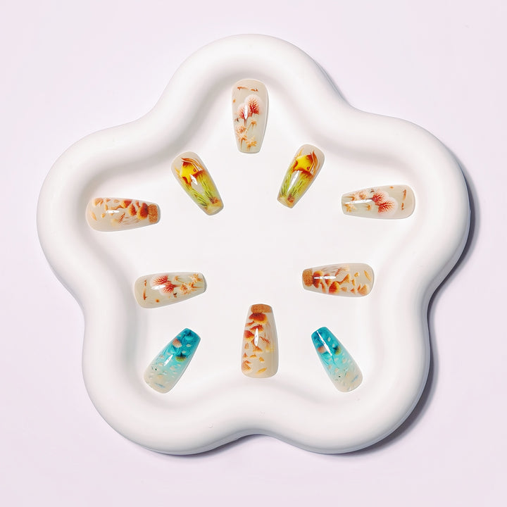 Artificial nails with maritime underwater motif Kalsten