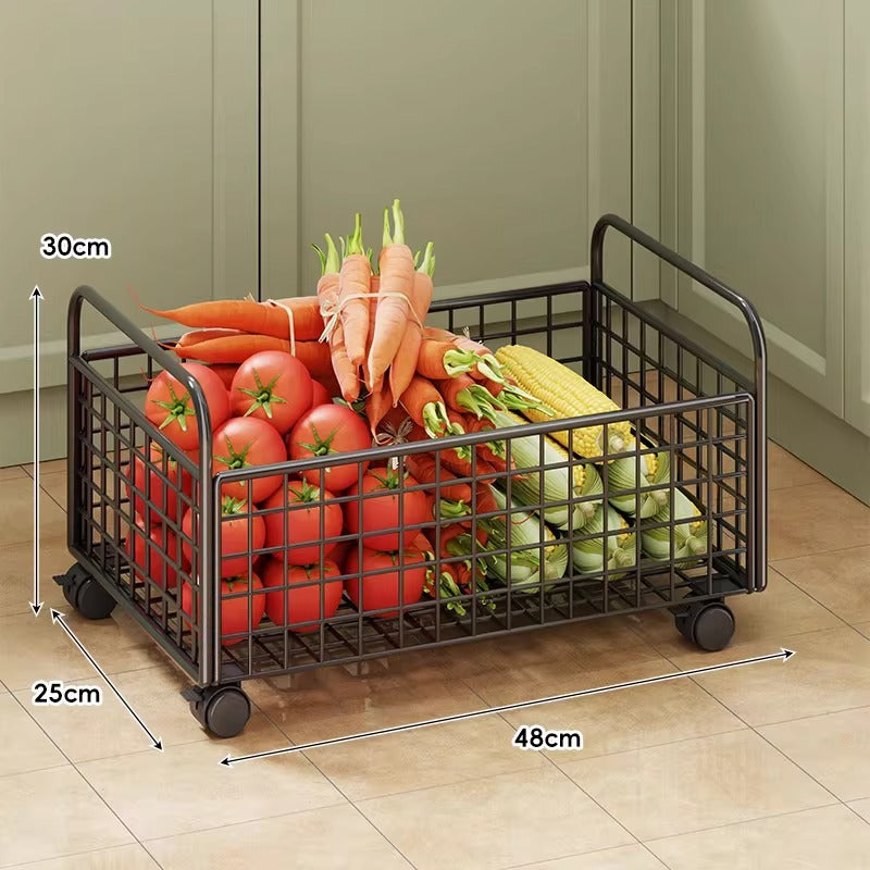 Modular Ventilated Mesh Pantry Trolley with Divided Shelves and Smooth Locking Casters