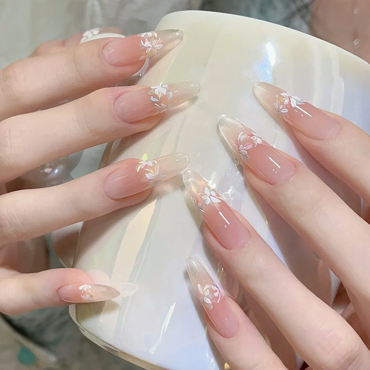 Floral French Tip Press-On Nails Kalsten