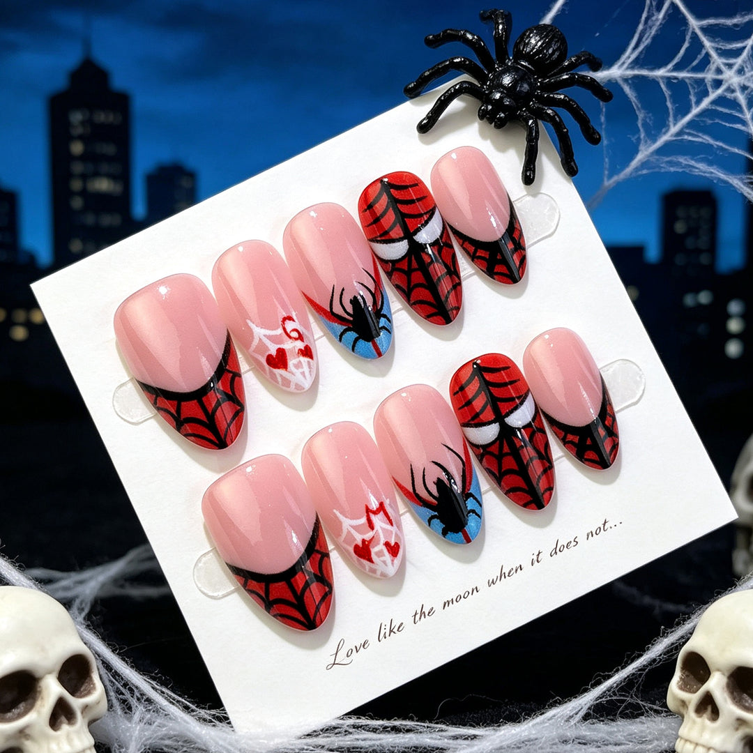 Halloween-Themed Spider and Web Press-On Nail Set
