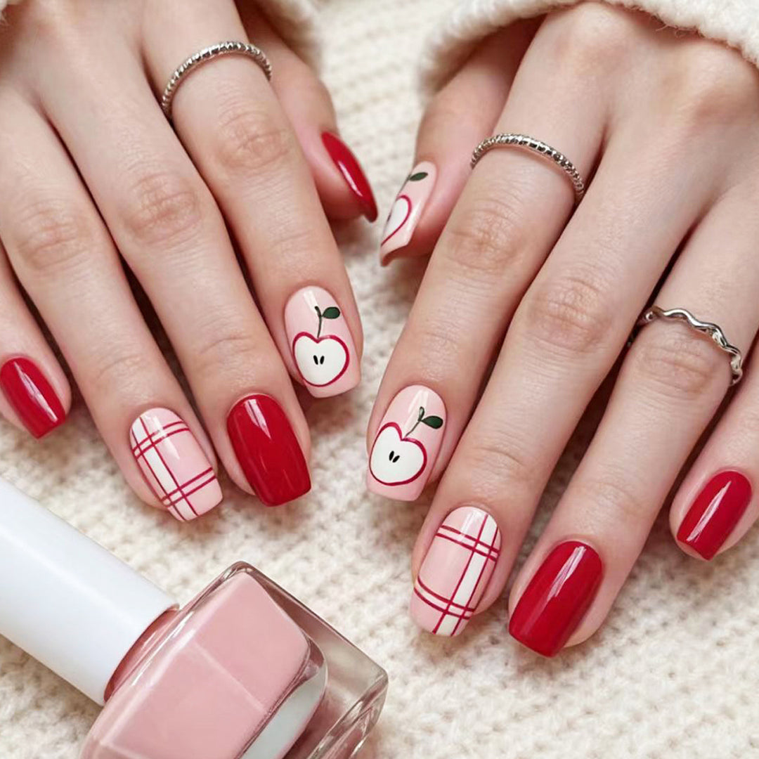 Artificial nails with fruity apple design Kalsten