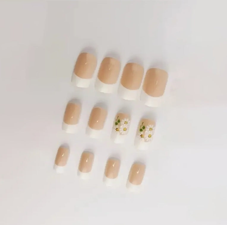 Floral French Tip Nail Art Enhancements Kalsten