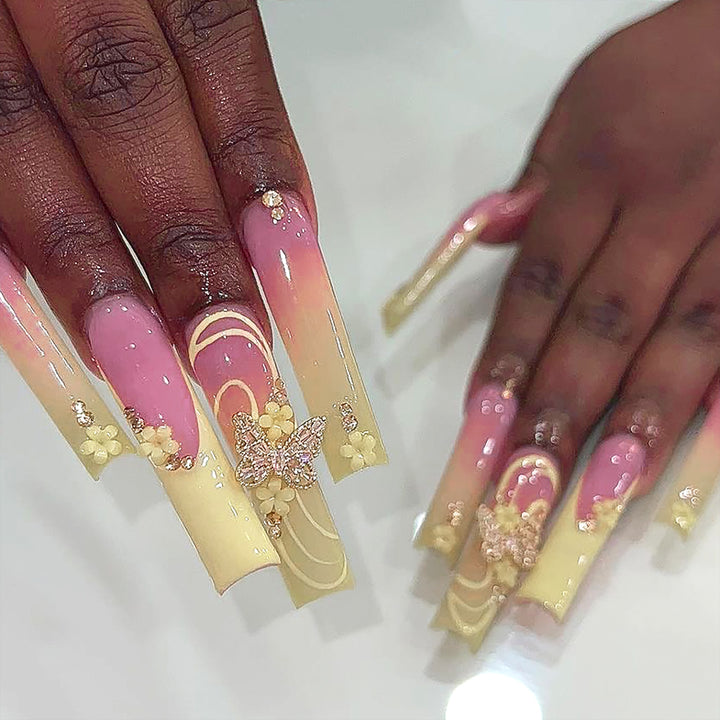 Artful Nail Art with Flower and Butterfly Accents Kalsten