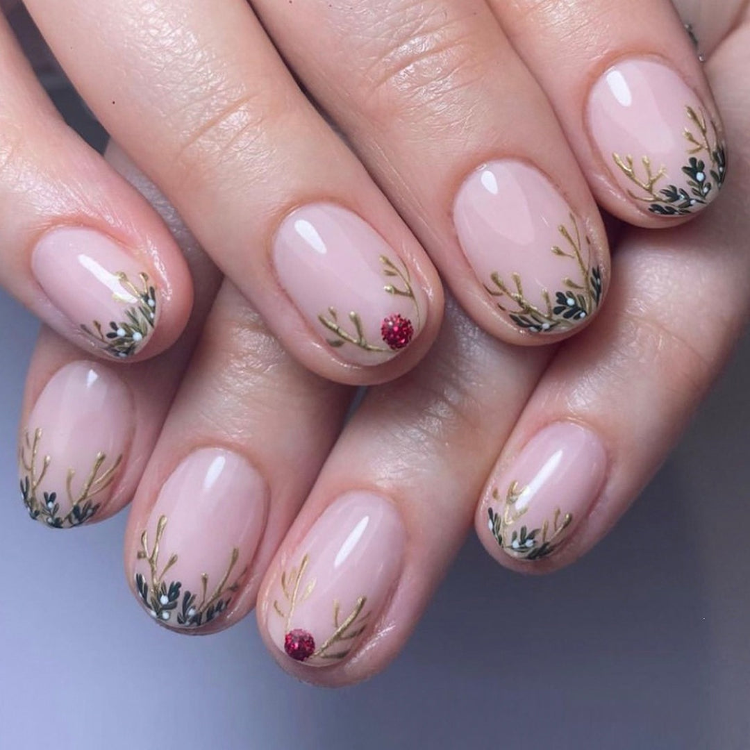Elegant artificial nail set with bright green French tips Kalsten