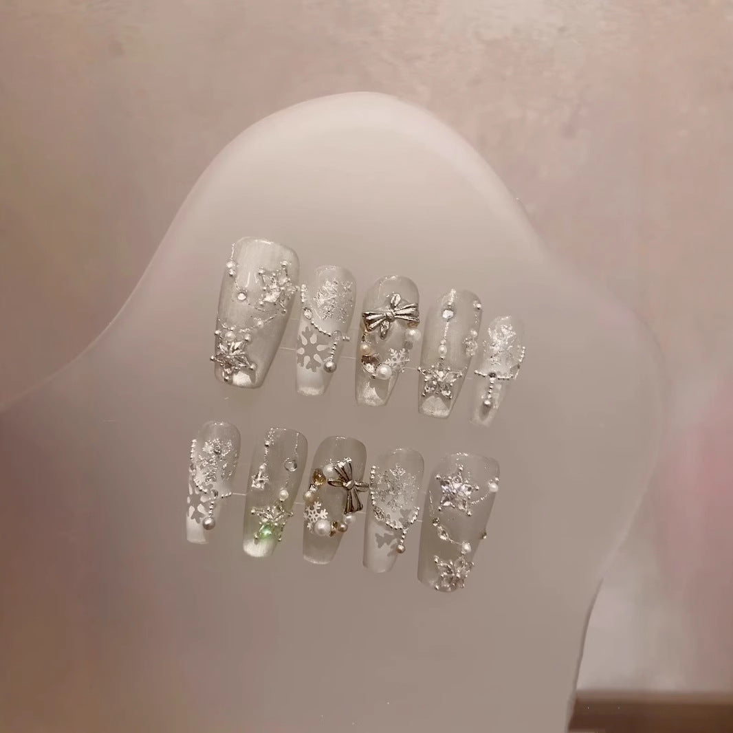 Frosted Decorative Design Press-On Nail Set