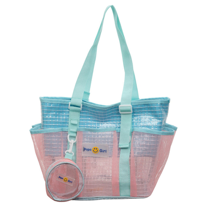Mesh Beach Tote Bag with Detachable Pouch