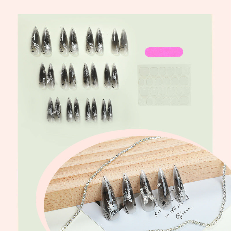 Artistic Short Press-On Nail Set with Floral and Graphic Designs kalsten