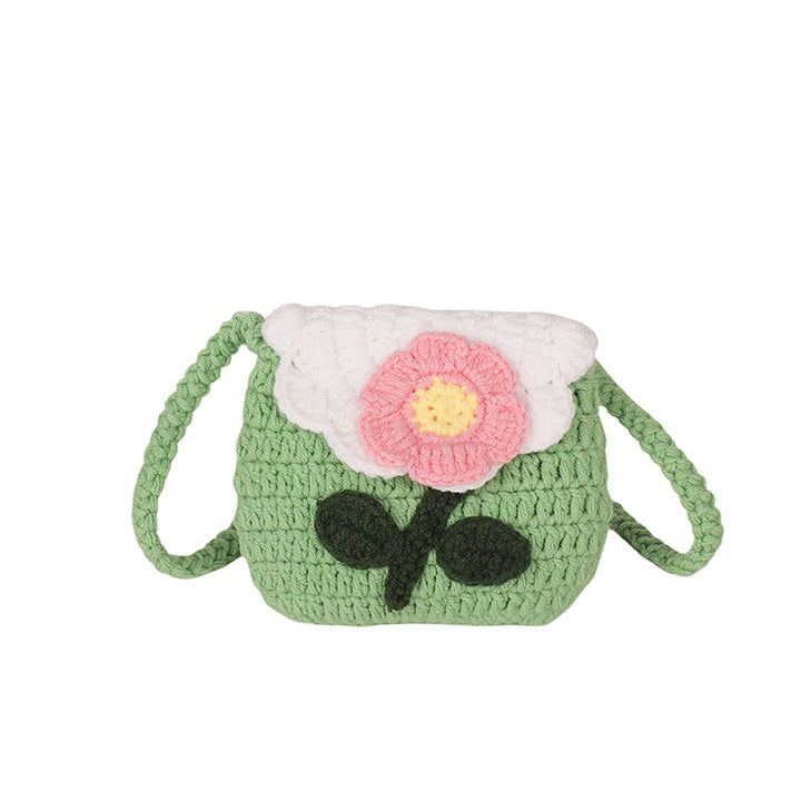Crochet Flower-Detail Handbag