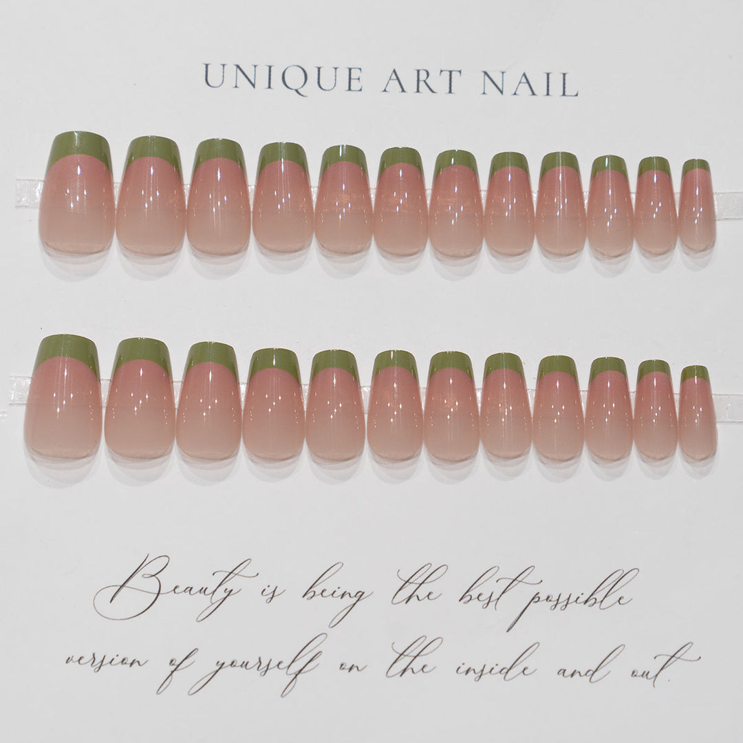 Natural French Tip Acrylic Nail Set