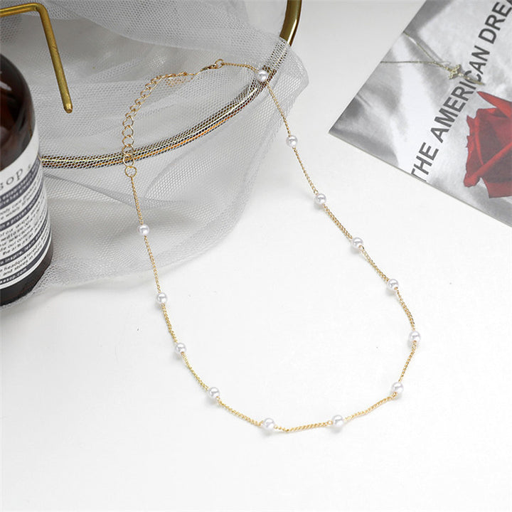 Delicate Pearl Accented Chain Necklace Kalsten