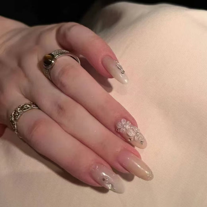 Decorative Floral Acrylic Nail Extensions