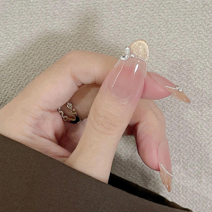 Elegant Stiletto Press-On Nails with Gemstone Accents Kalsten