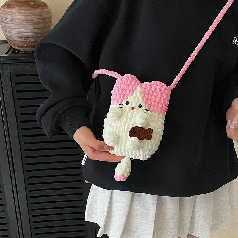 Creative Cat-Themed Crochet Crossbody Bag