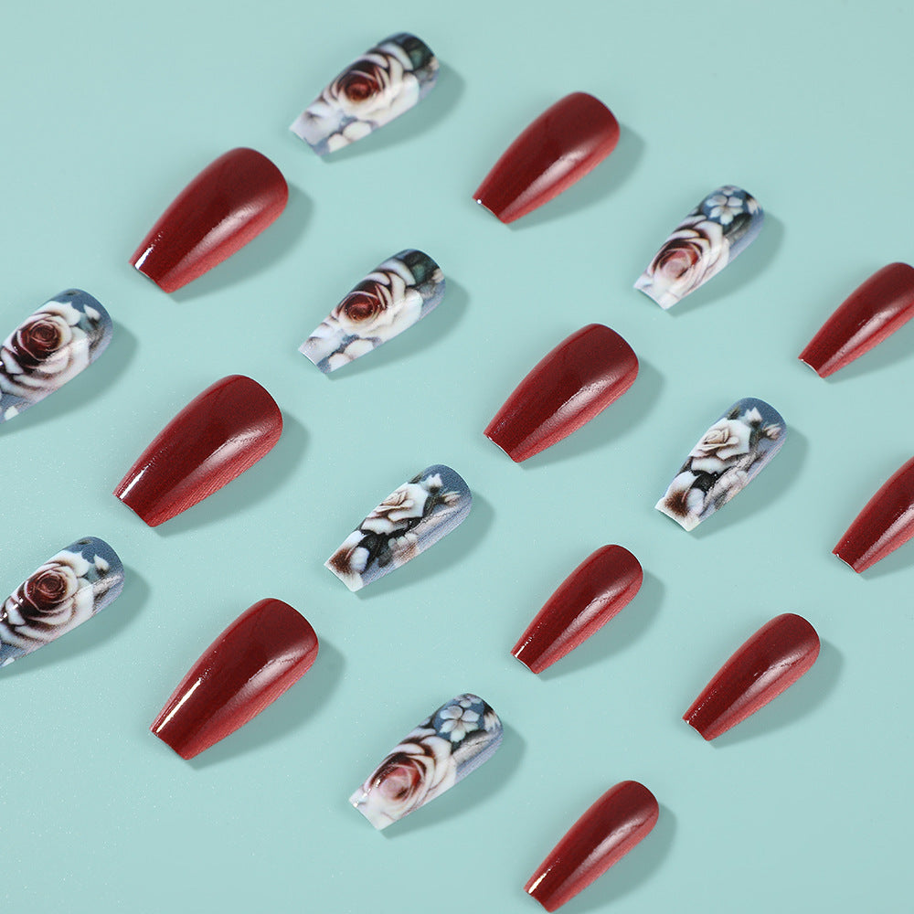 Artificial nails with romantic rose pattern Kalsten