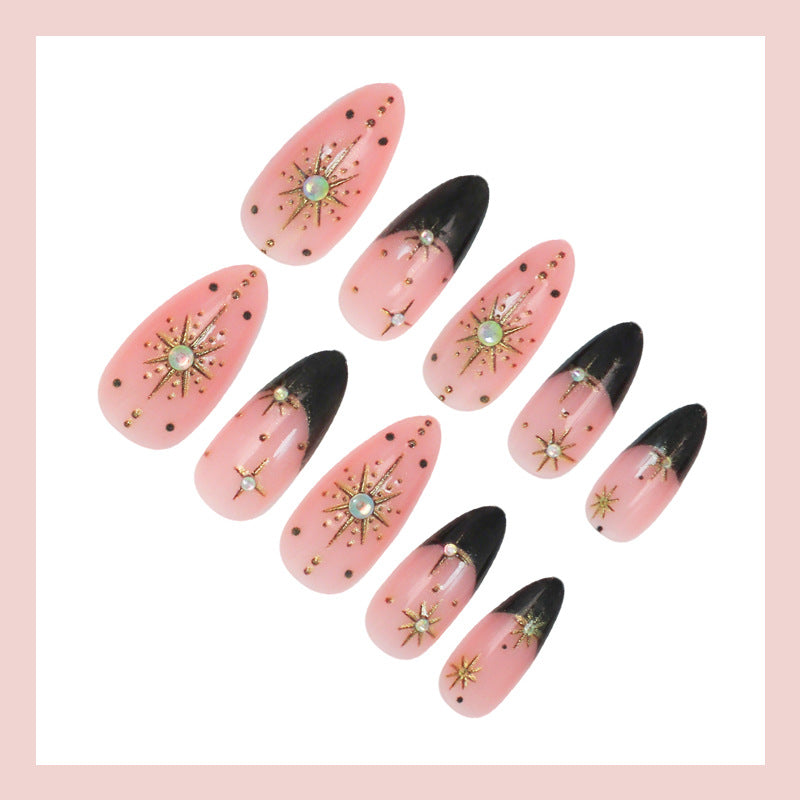 Artificial nail set with elegant 3D stars and glitter accents Kalsten