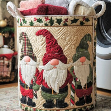 Quilted Decorative Laundry Storage Basket With Rope Handles Collapsible Fabric Organizer