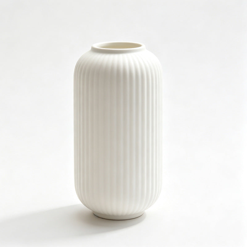 Elegant Ribbed Ceramic Decorative Vase Kalsten