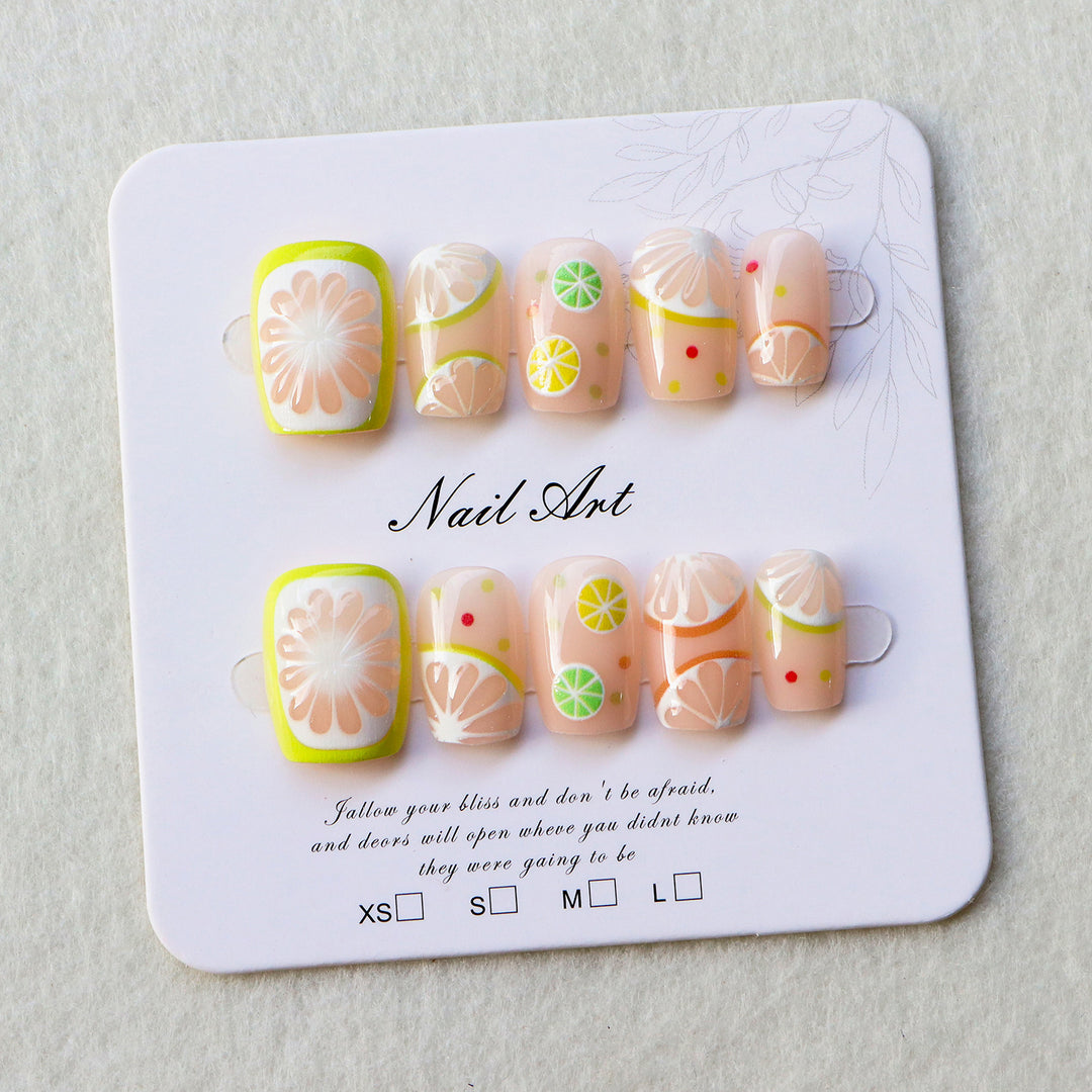 Fun Citrus-Inspired Press-On Nail Art Set