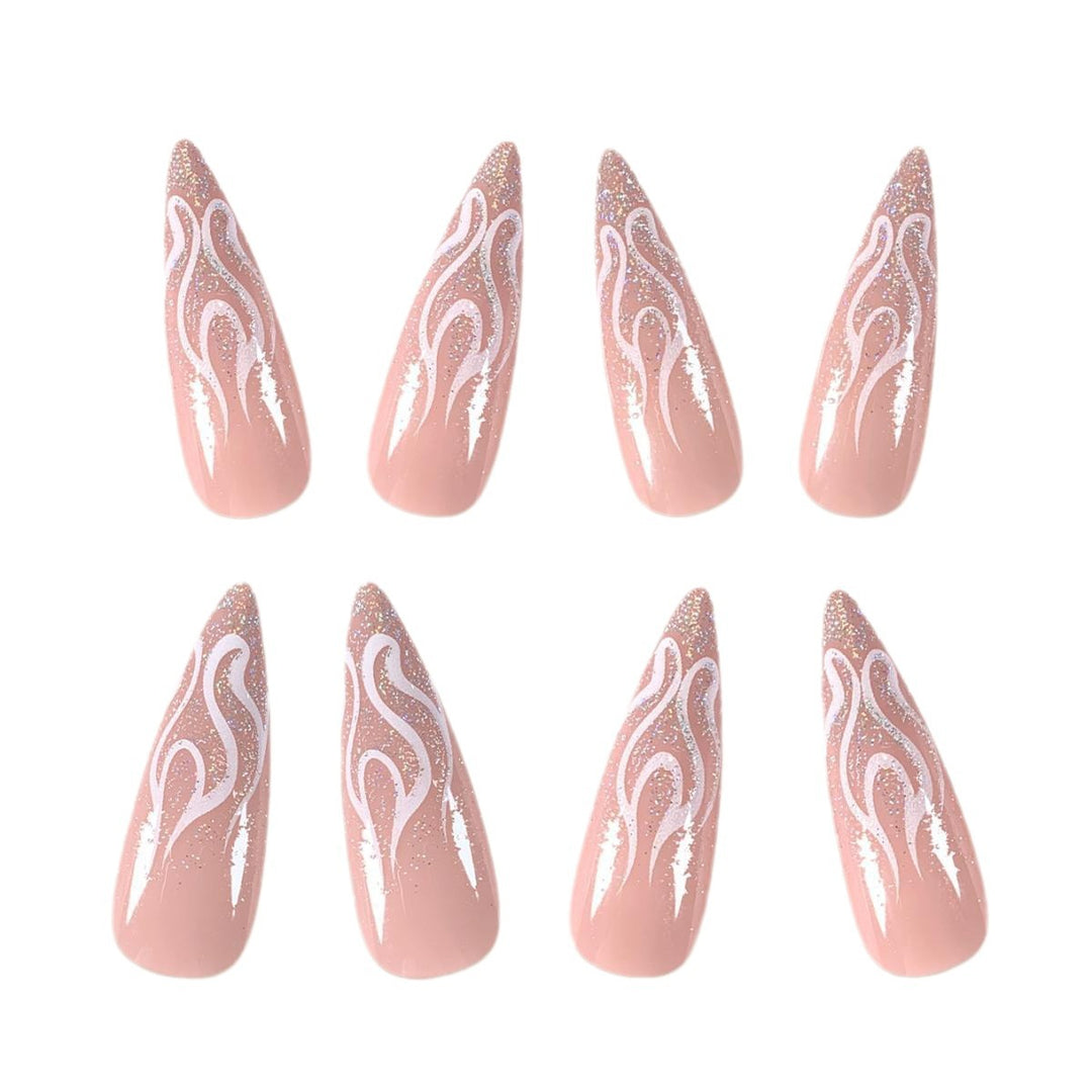 Flame Accent Stiletto Nail Art