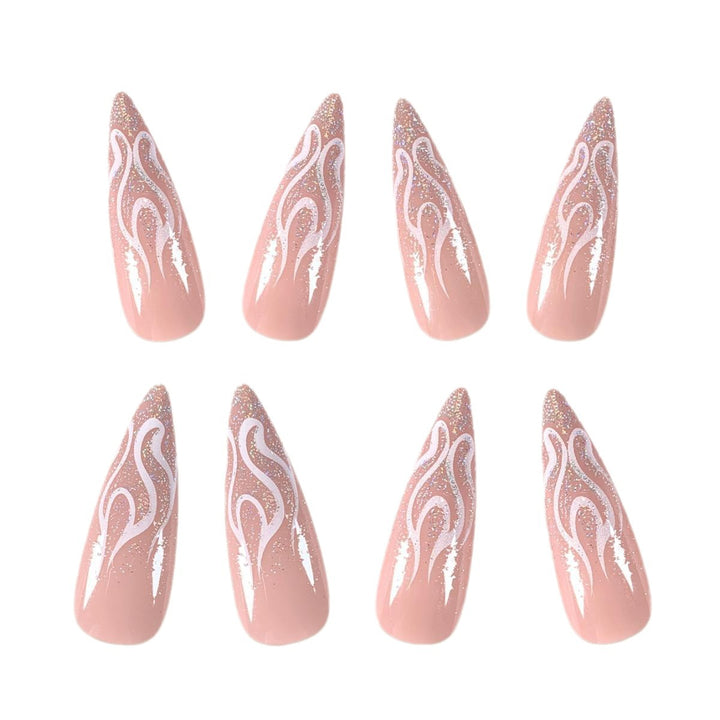 Flame Accent Stiletto Nail Art