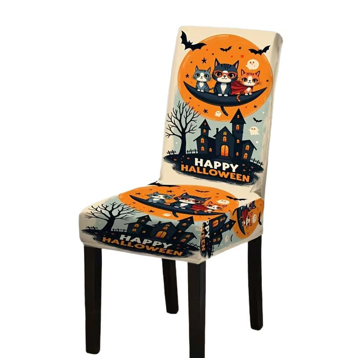 Premium Stretch Chair Cover for Dining Chairs with Victorian Skeleton and Rose Print