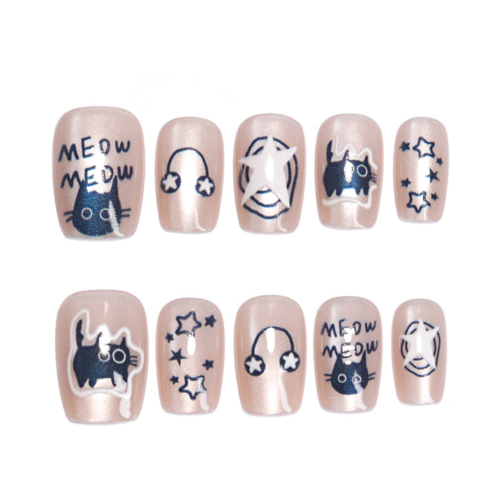 Artificial nail art with cat designs Kalsten