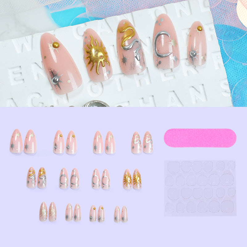 Artificial nail set with star and moon motifs Kalsten