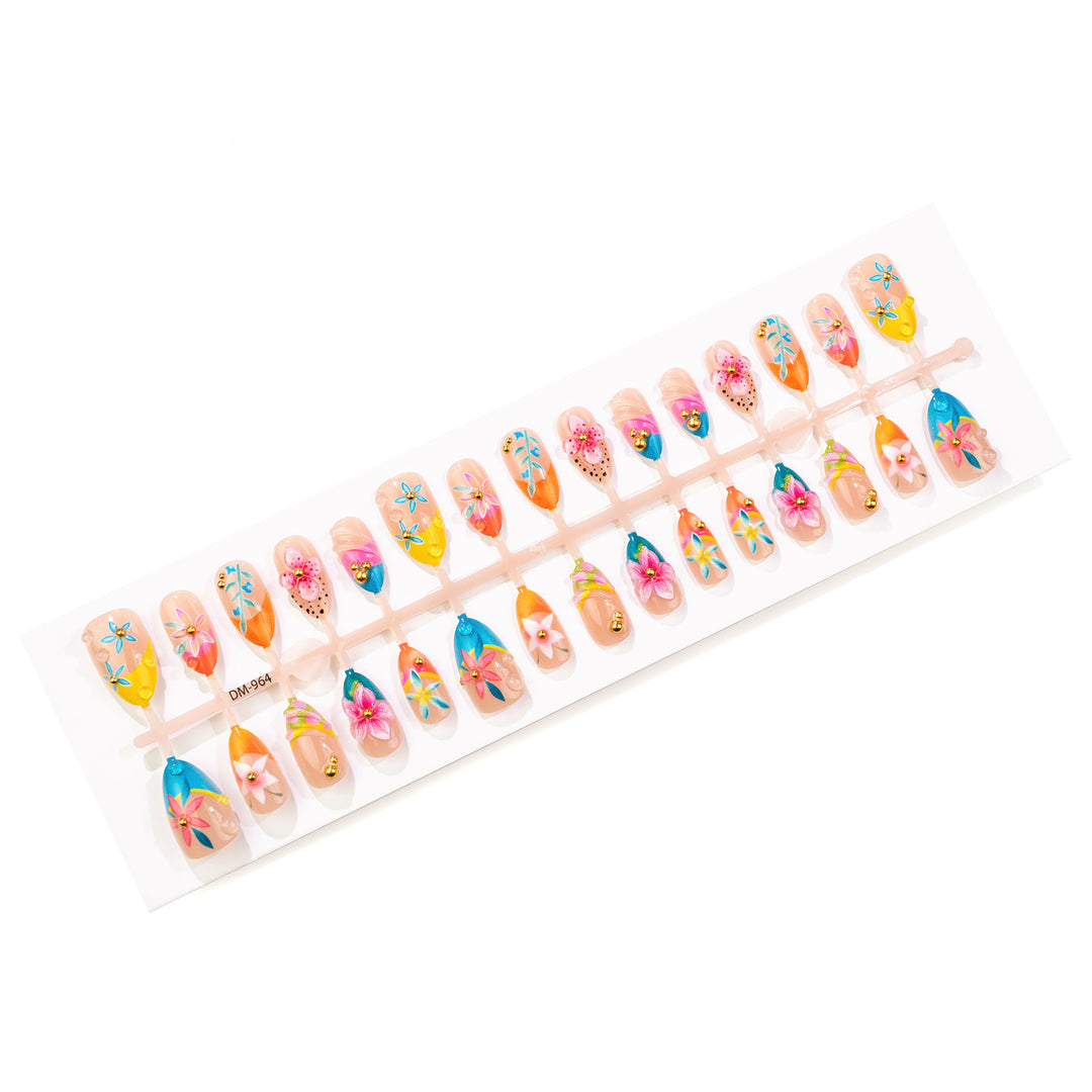 Artistic Floral Design Press-On Nails