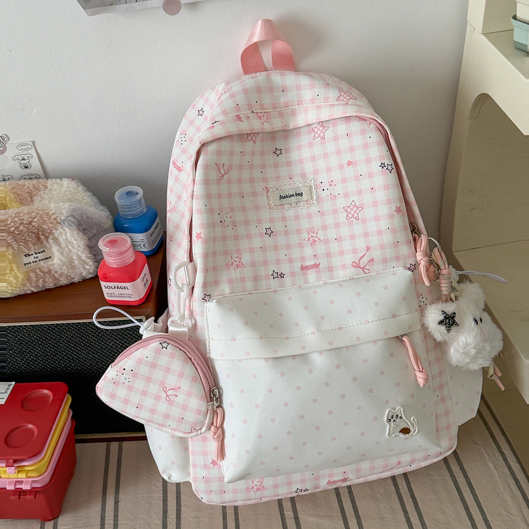 Stylish Checks Print Casual Backpack Kalsten