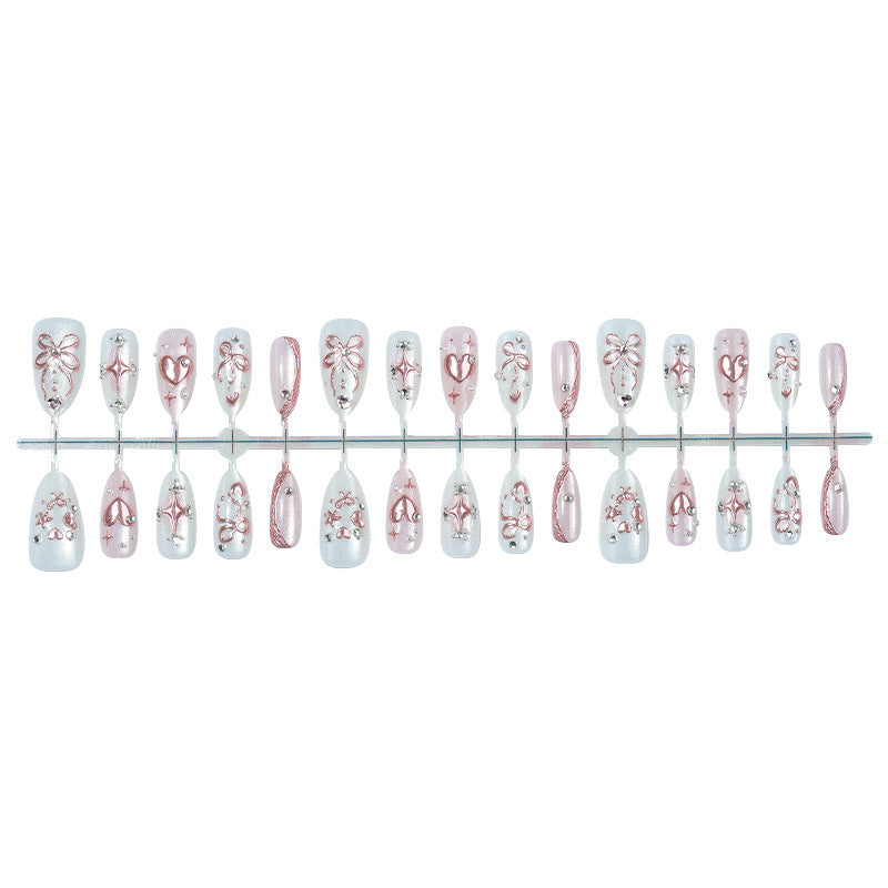 Acrylic nail set with elegant flower and rhinestone design Kalsten