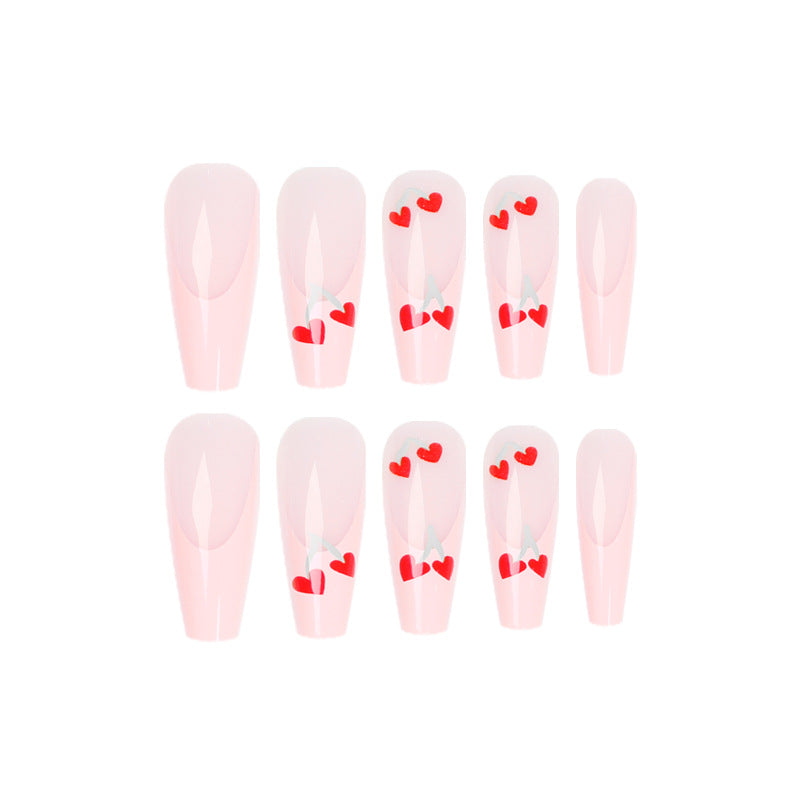 Artful long nails in cherry design Kalsten