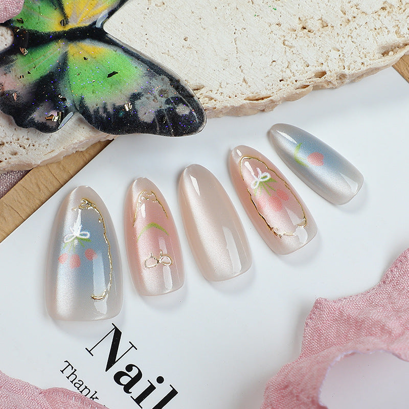 Decorative Floral Press-On Nail Design