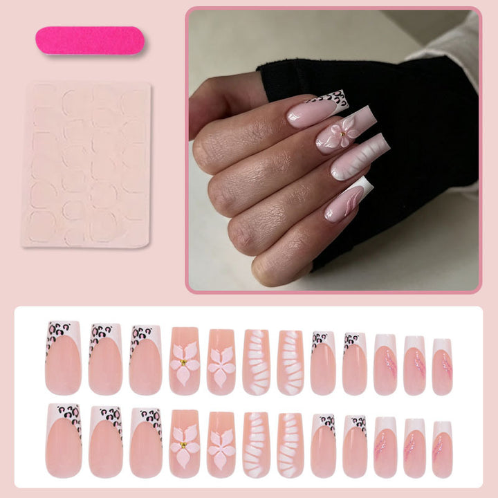 Elegant artificial nail set with floral and animal accents Kalsten