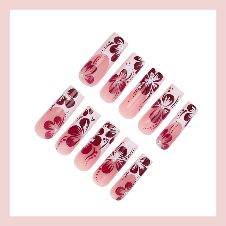 Nail set with elegant floral and ombre designs Kalsten