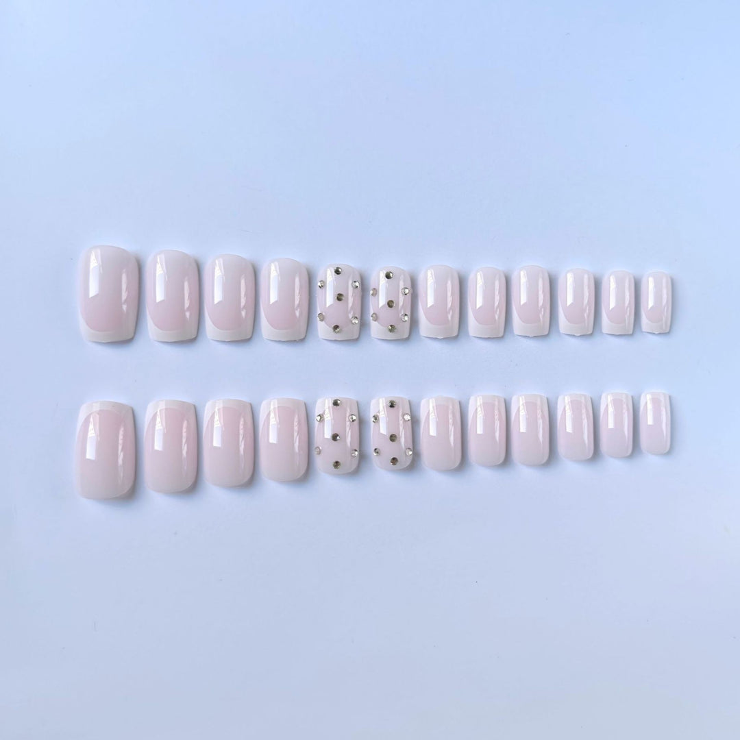 Decorative Rhinestone French Tip Nail Art Set